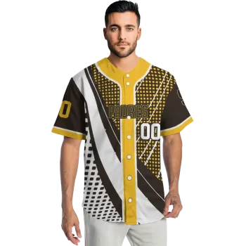 personalized san diego padres curved stripes brown white jersey fashion forward
