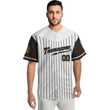 personalized san diego padres pinstripe brown white jersey fashion forward