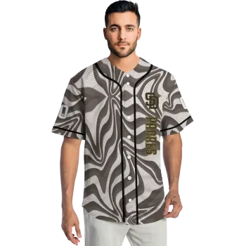 personalized san diego padres psychedelic curves brown jersey fashion forward