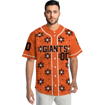 personalized san francisco giants snowflake festive orange jersey fashion forward