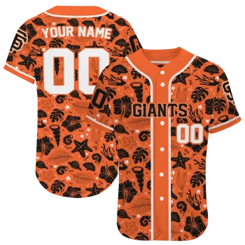 personalized san francisco giants tropical hibiscus seashells orange jersey best selling
