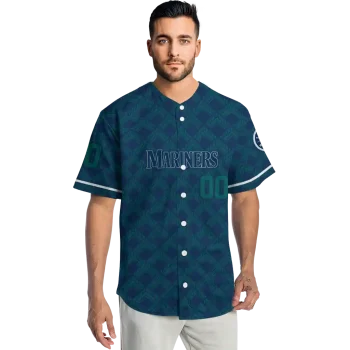 personalized seattle mariners chevron interlock navy blue jersey fashion forward