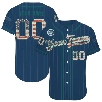 personalized seattle mariners vertical stripes navy blue jersey best selling