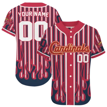 personalized st louis cardinals blazing stripes red jersey best selling