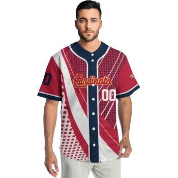 personalized st louis cardinals curved stripes red white jersey fashion forward