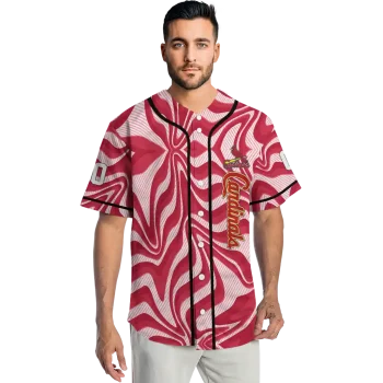 personalized st louis cardinals psychedelic curves red jersey fashion forward