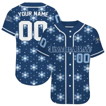 personalized tampa bay rays snowflake festive navy jersey best selling