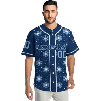 personalized tampa bay rays snowflake festive navy jersey fashion forward