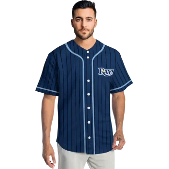 personalized tampa bay rays stripe pattern navy jersey fashion forward