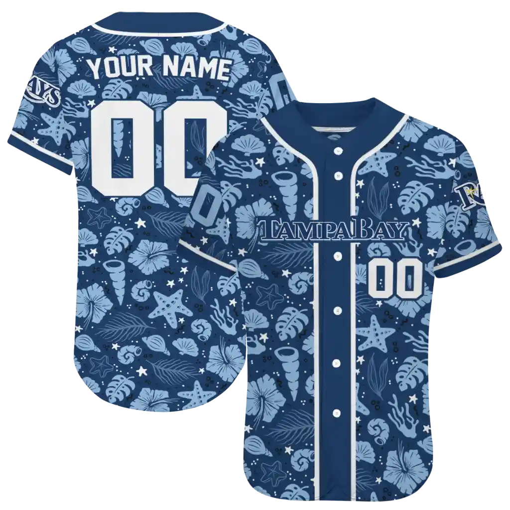 personalized tampa bay rays tropical hibiscus seashells navy jersey best selling personalized tampa bay rays tropical hibiscus seashells navy jersey best selling