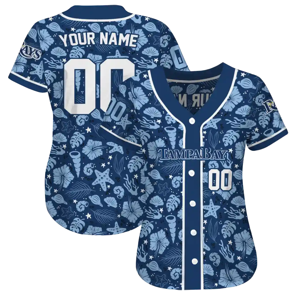 personalized tampa bay rays tropical hibiscus seashells navy jersey high quality personalized tampa bay rays tropical hibiscus seashells navy jersey high quality