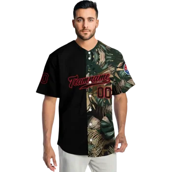 personalized texas rangers tropical foliage black jersey fashion forward