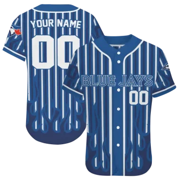 personalized toronto blue jays blazing stripes blue jersey best selling