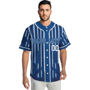 personalized toronto blue jays blazing stripes blue jersey fashion forward