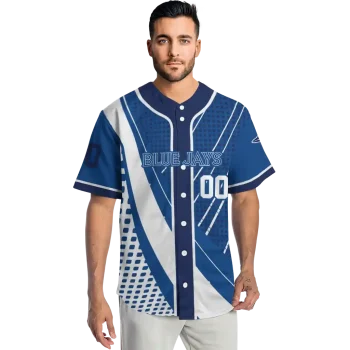 personalized toronto blue jays curved stripes blue white jersey fashion forward