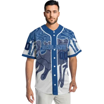 personalized toronto blue jays pattern drip blue white jersey fashion forward
