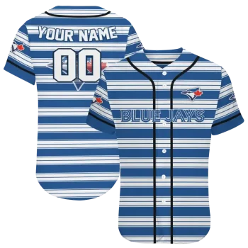 personalized toronto blue jays stripe layers blue white jersey best selling
