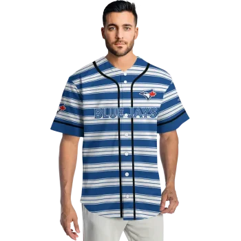 personalized toronto blue jays stripe layers blue white jersey fashion forward