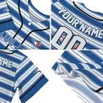 personalized toronto blue jays stripe layers blue white jersey best selling