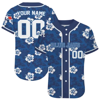 personalized toronto blue jays tropical hibiscus navy jersey best selling