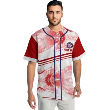 personalized washington nationals arrow fade red white jersey fashion forward