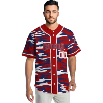 personalized washington nationals camo splash red jersey fashion forward