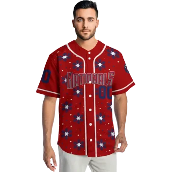 personalized washington nationals snowflake festive red jersey fashion forward
