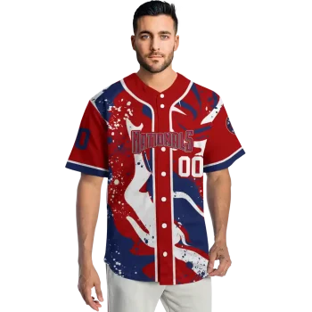 personalized washington nationals splash swirl red jersey fashion forward