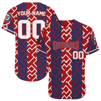 personalized washington nationals squares grid red jersey best selling