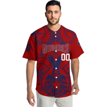 personalized washington nationals star circle red jersey fashion forward