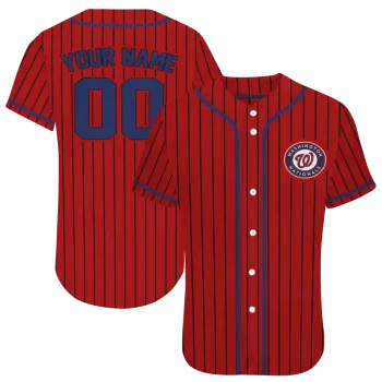 personalized washington nationals stripe pattern red jersey best selling