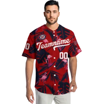 personalized washington nationals tropical flamingo red jersey fashion forward
