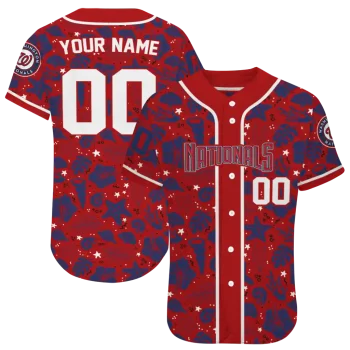 personalized washington nationals tropical hibiscus seashells red jersey best selling