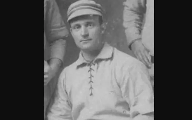 Atlanta Braves Jerseys 7 Early Boston Braves player in gray flannel uniform with lace-up front and striped cap from the late 1800s