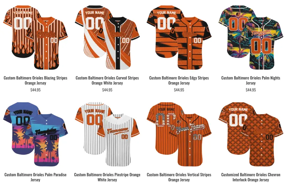 Baltimore Orioles Jerseys by EZ Custom Jerseys