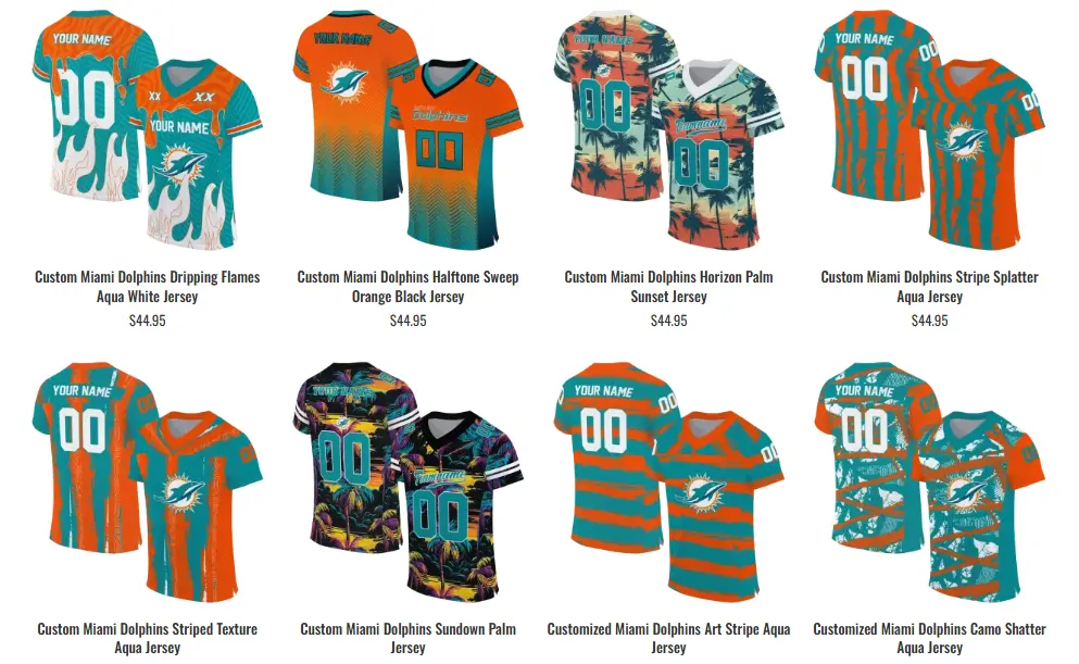  Miami Dolphins Jersey by EZ Custom Jerseys