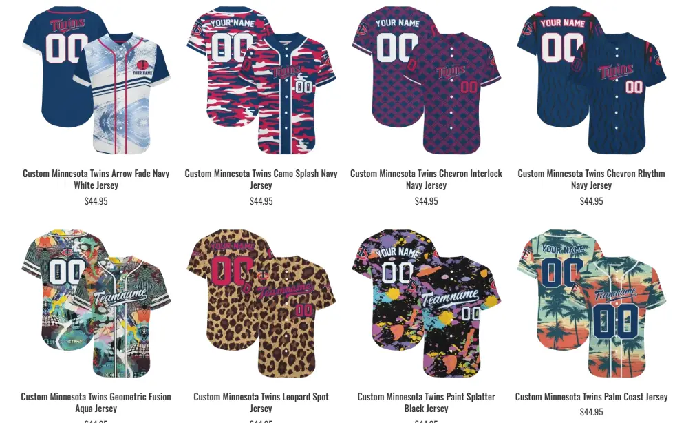 Minnesota Twins Jerseys by EZ Custom Jerseys