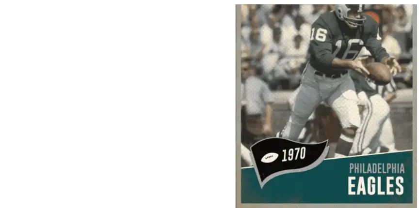 Philadelphia Eagles Jerseys 5 Image of a Philadelphia Eagles player in 1970 wearing the team’s Kelly green and silver uniform, featuring the iconic silver helmet with an eagle wing design — a look that defined the Eagles’ identity from the 1940s to 1973