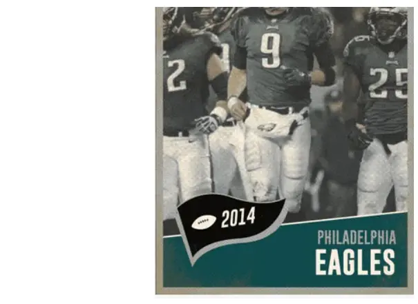 Philadelphia Eagles Jerseys 7 Image of Philadelphia Eagles players in 2014 wearing the team’s modern Midnight Green uniforms, introduced in 1996 as part of a major rebrand that replaced Kelly Green and added black as an accent color