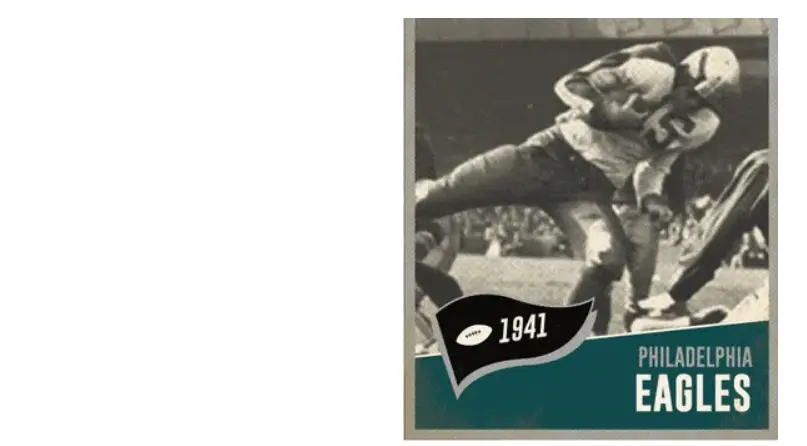 Philadelphia Eagles Jerseys 8 Image of a Philadelphia Eagles player in 1941 wearing the team’s early light blue and yellow uniform, representing the franchise’s beginnings in the 1930s–1940s inspired by the Philadelphia city flag