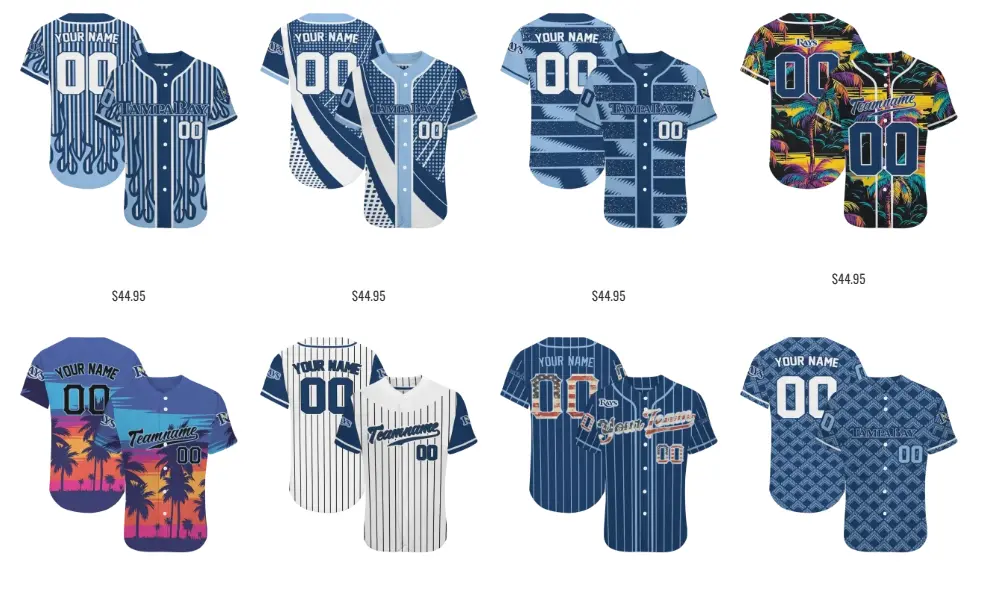 Tampa Bay Rays Jerseys by EZ Custom Jerseys